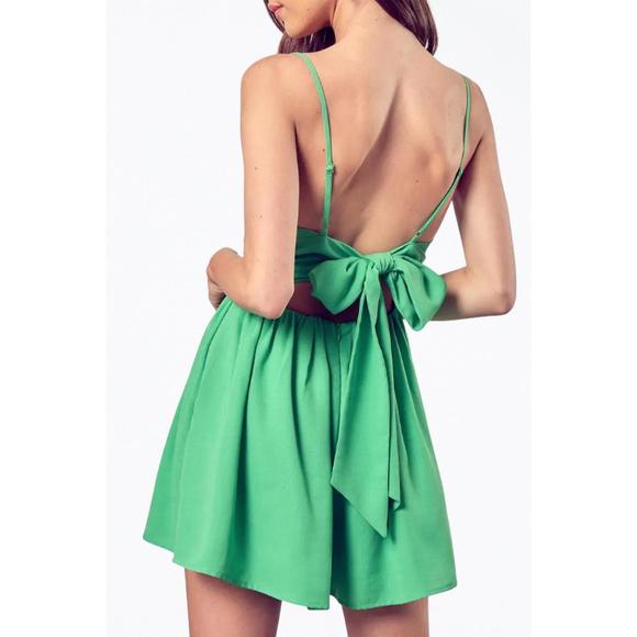 NEW DO+BE open-back shirred twill romper in green - Picture 3 of 3